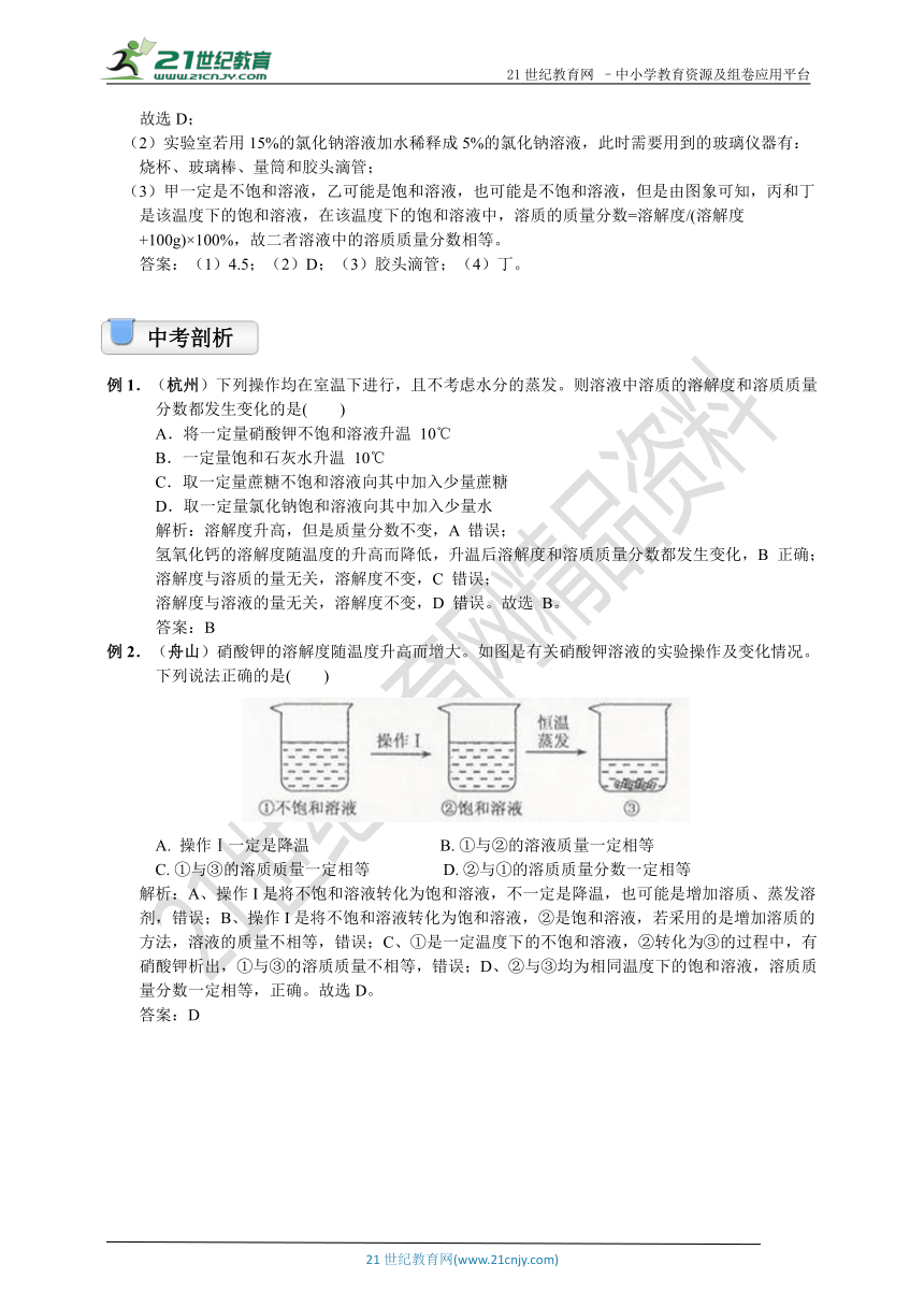 暑假训练：浙教版科学八上 1.5 物质的溶解