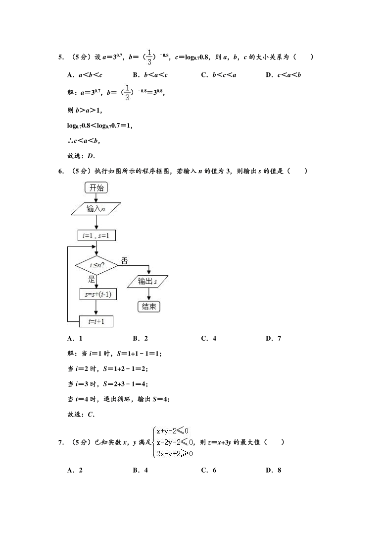 2020-2021学年吉林省四平市公主岭市两校高三上学期期末（文科）数学试卷 （Word解析版）