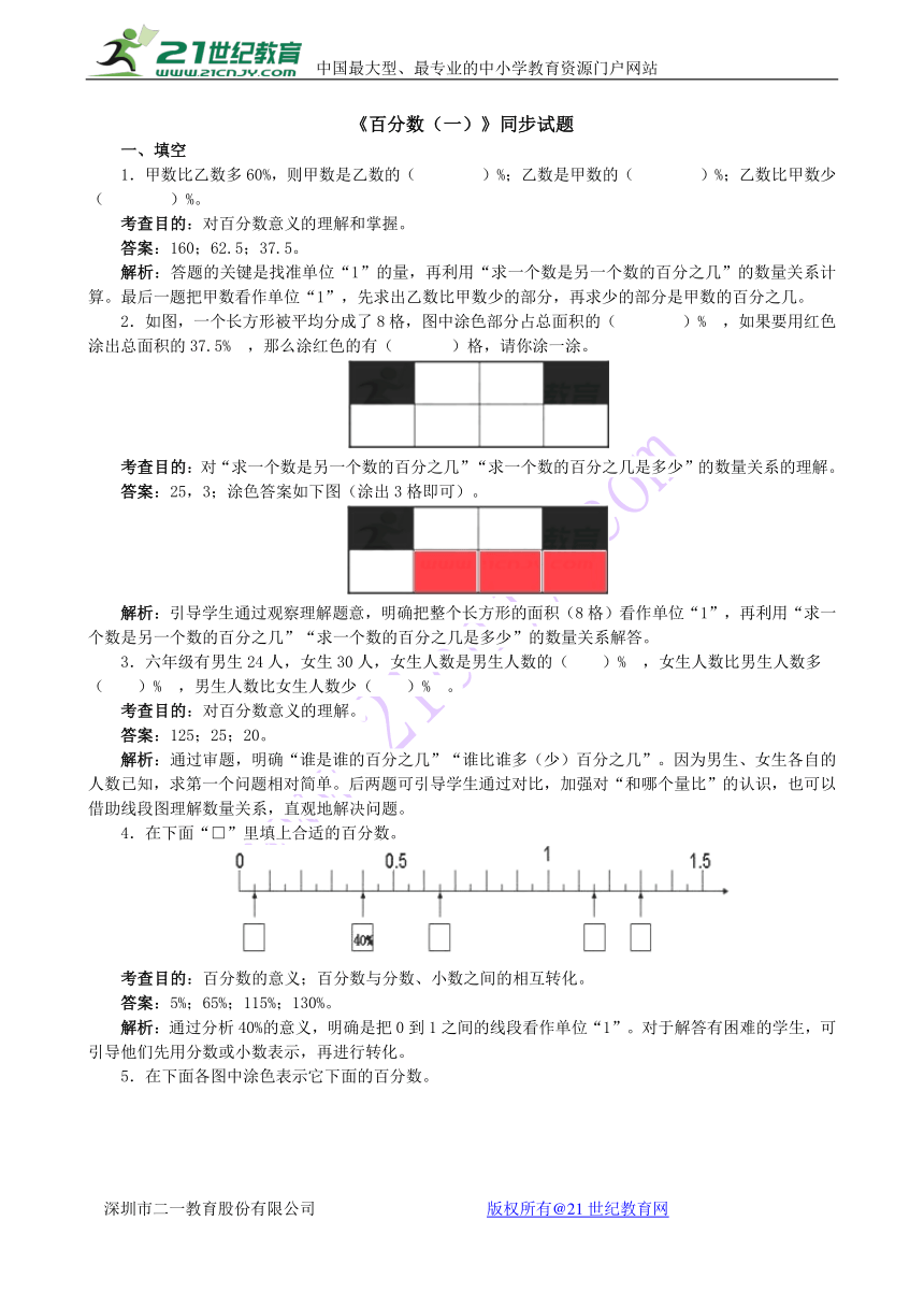 人教版小学六年级数学上4百分数经典练习（含答案解析）