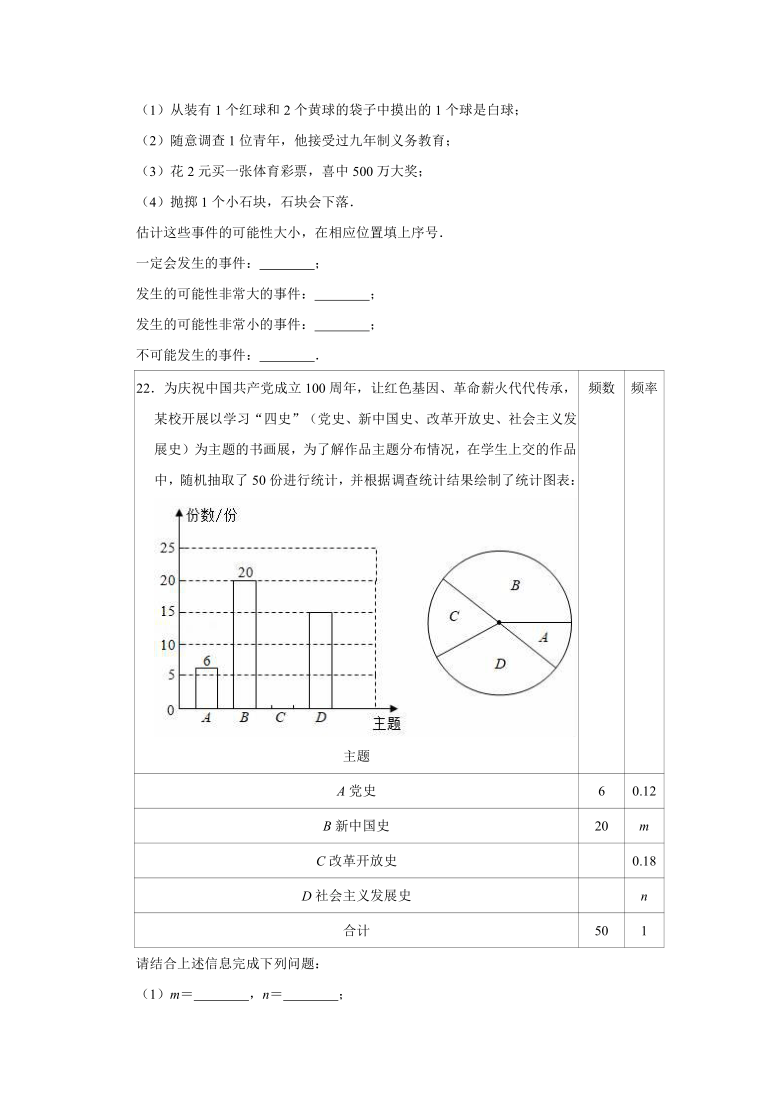 2021-2022学年苏科新版九年级上册数学《第4章 等可能条件下的概率》单元测试卷（word版、含解析）