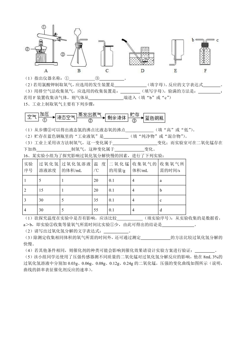 2.3制取氧气巩固练习-2021-2022学年九年级化学人教版上册（有答案）