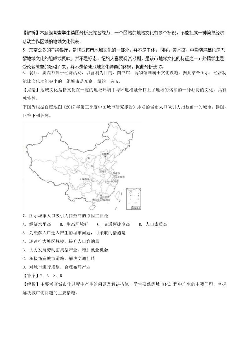 2017-2018学年下学期期末复习备考之精准复习模拟题高一地理必修2（C卷）（人教版）