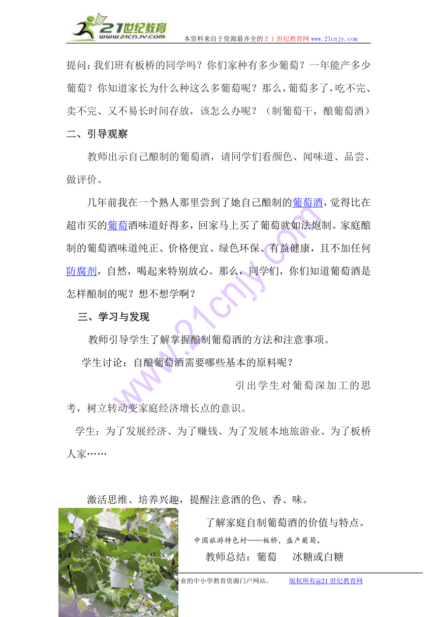 家庭葡萄酒的酿造教学设计