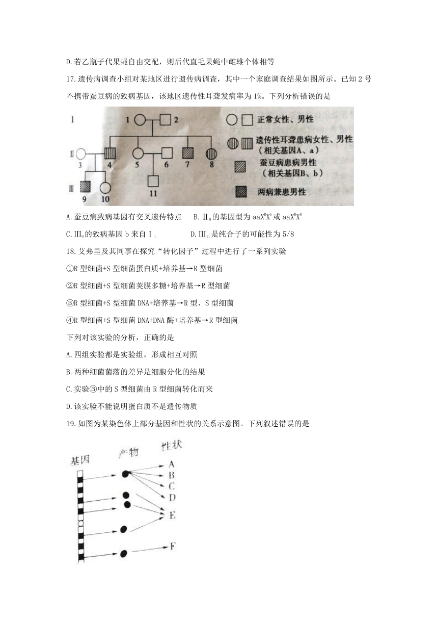 山东省滨州市2018届高三上学期期中考试生物试题