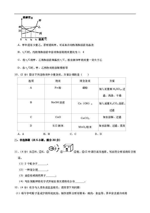 2019年湖北省咸宁市中考化学试题（word版，含解析）