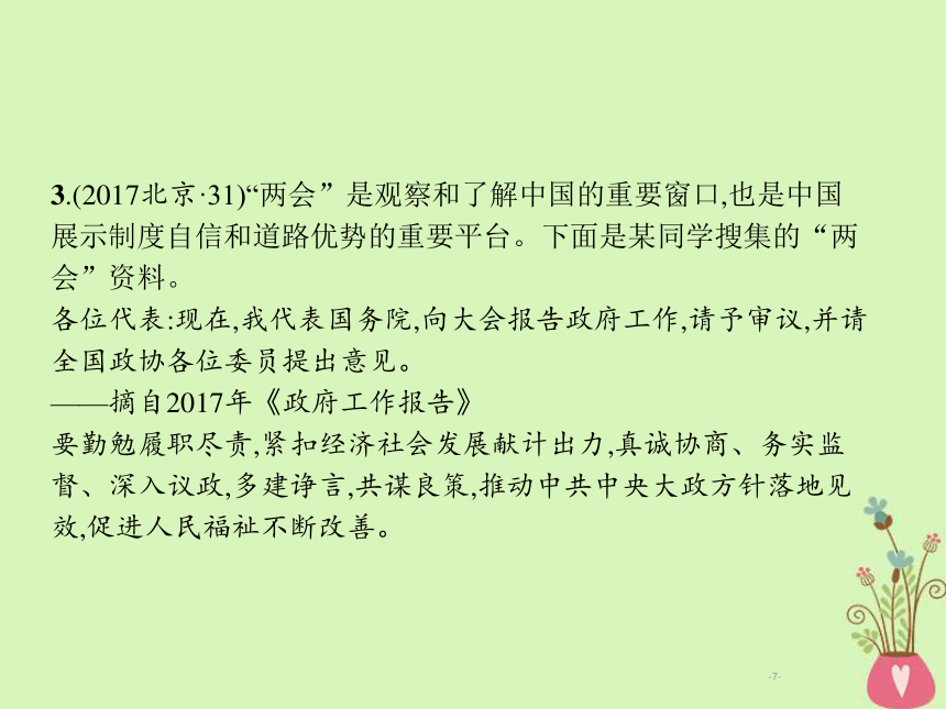 2019年高考政治一轮复习专题七发展社会主义民主政治（含最新2018高考真题）课件