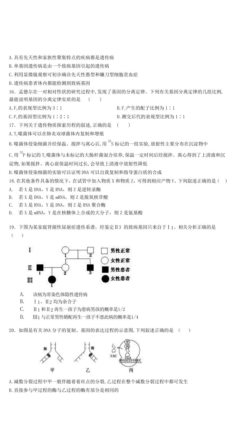 湖北省武汉市五校联合体2019-2020学年高一下学期期末考试生物试卷