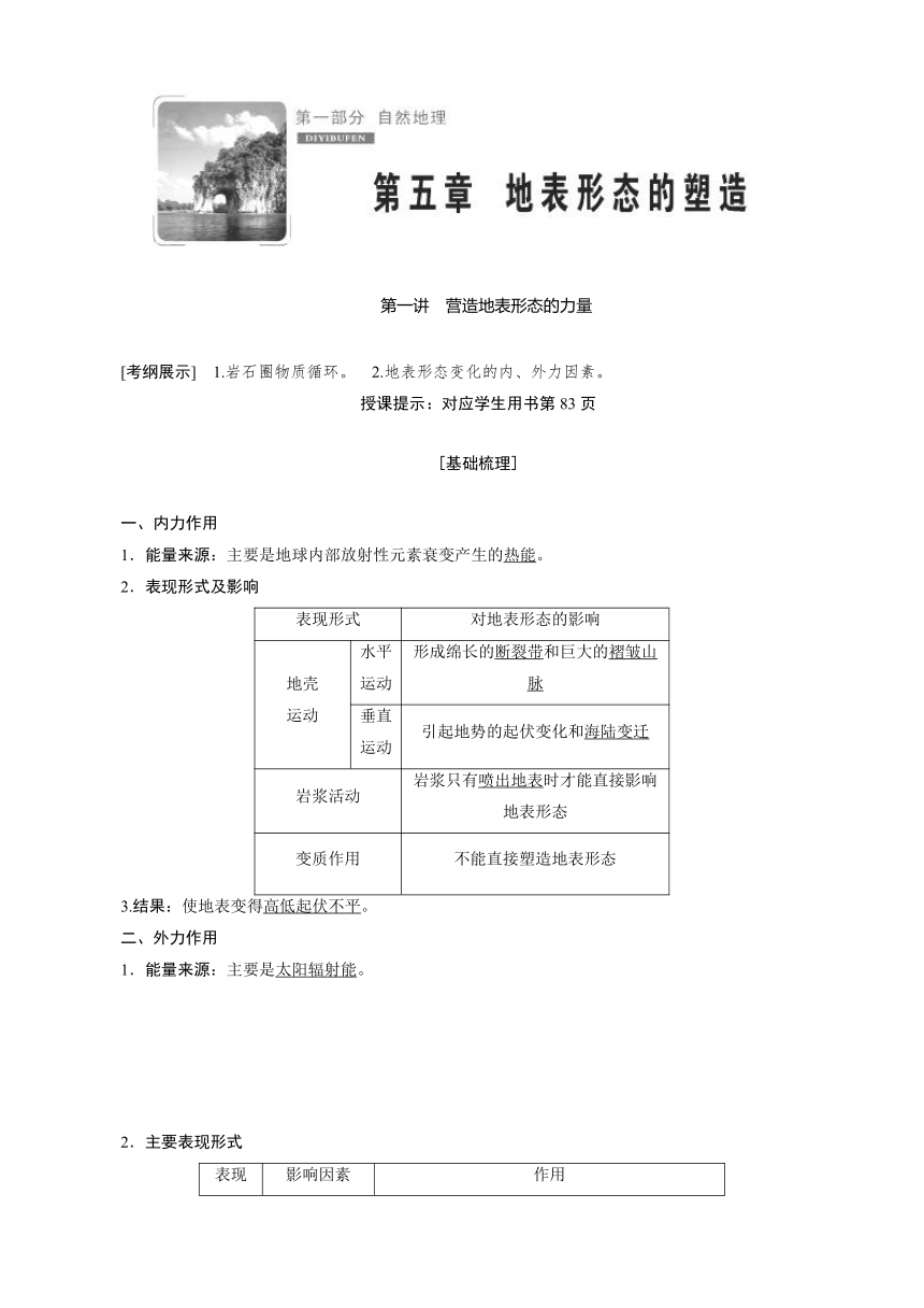 2018版高考地理复习学案：第5章 地表形态的塑造