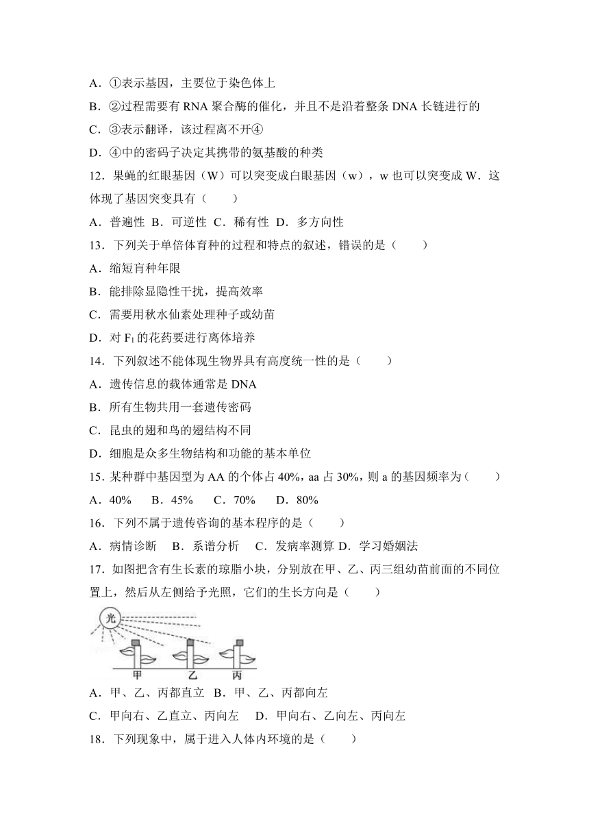 浙江省9+1高中联盟2017届高三（上）期中生物试卷（解析版）