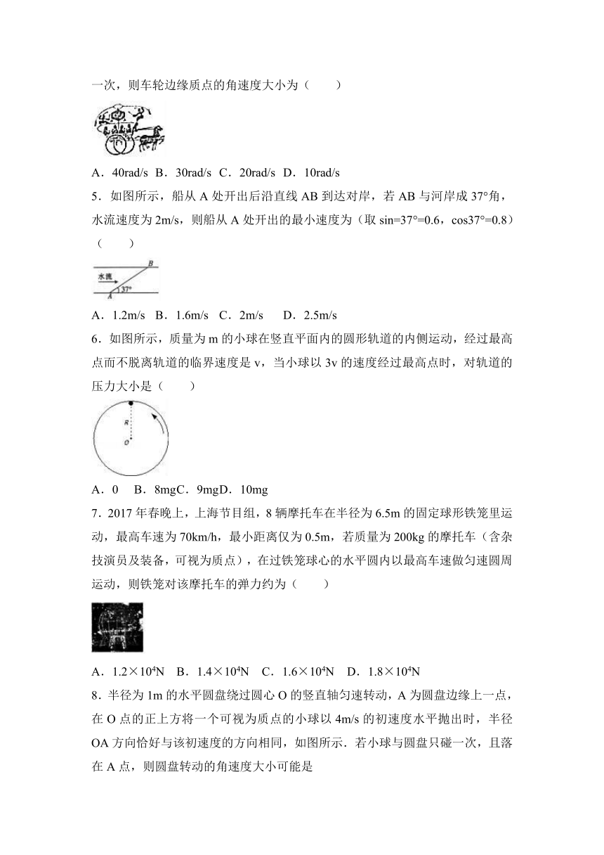 四川省凉山州西昌市2016-2017学年高一（下）期中物理试卷（解析版）