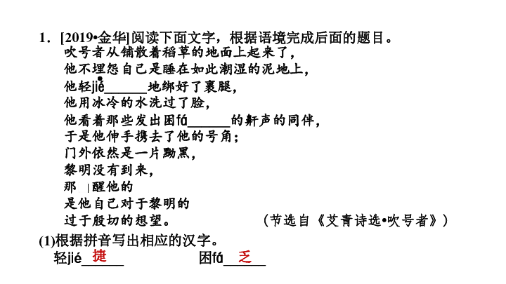 2020春（安徽专版）初中语文中考 一轮复习巩固训练课件（22张PPT）