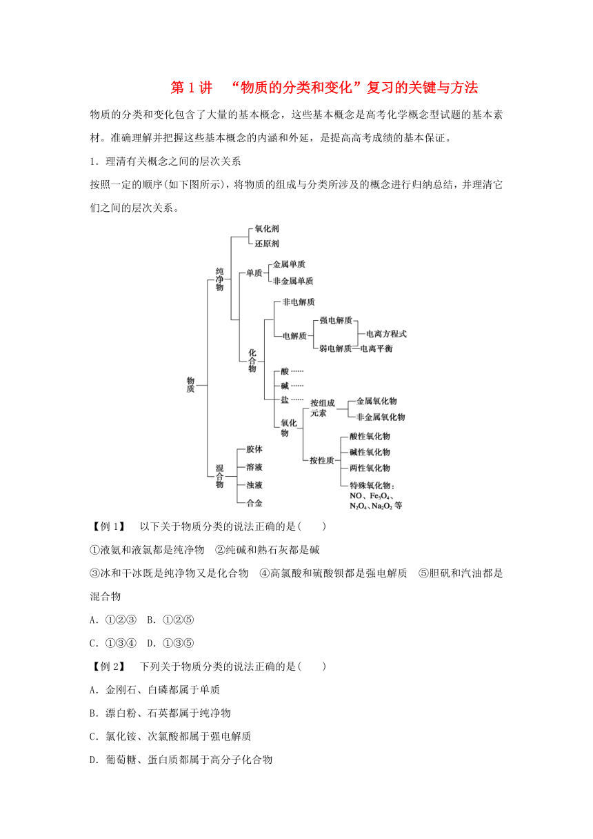 全国2017年高中化学暑期作业第1讲“物质的分类和变化”复习的关键与方法（高考复习适用）