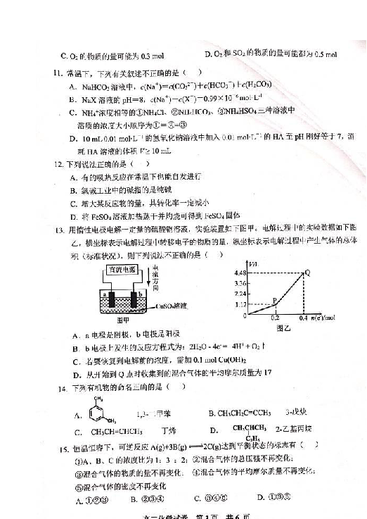 江西省临川区2018-2019学年高二上学期学业水平发展考试化学试题 扫描版