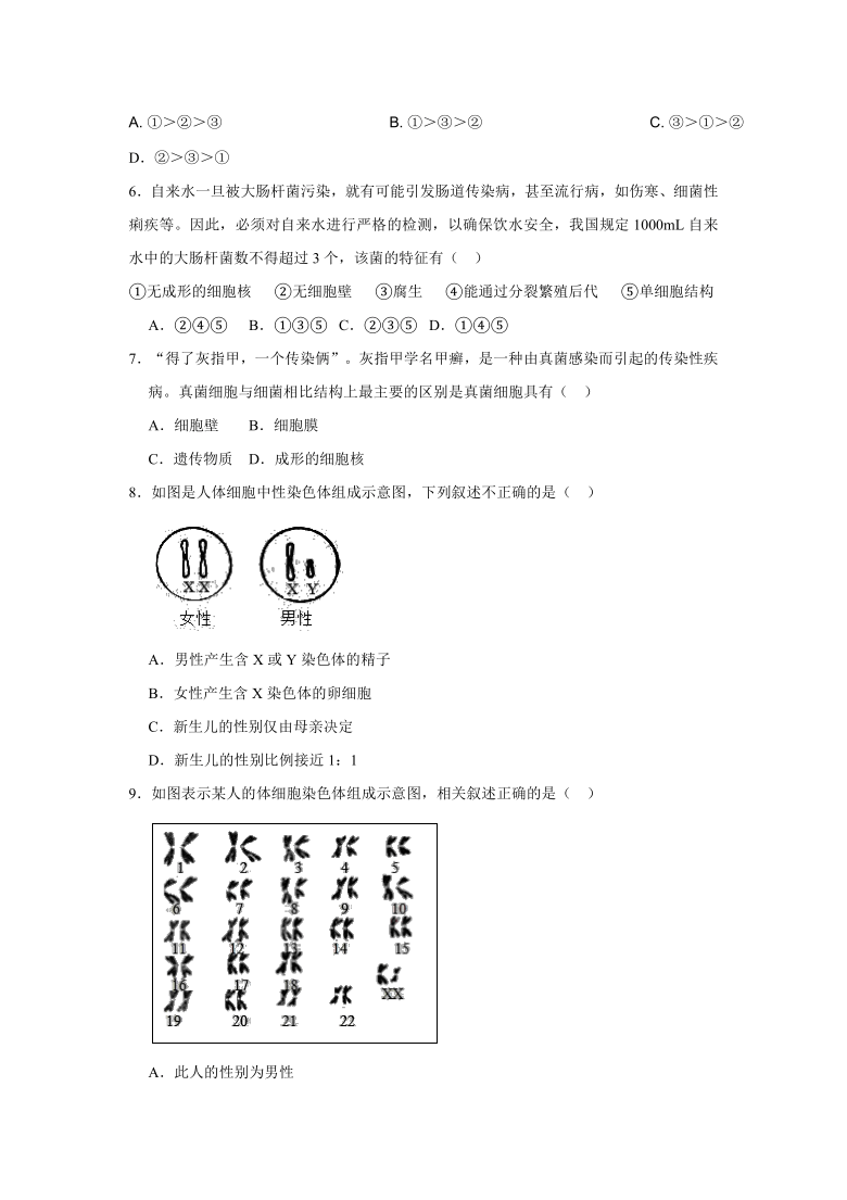 黄冈市2021年人教版生物中考冲刺卷(七)（含答案）