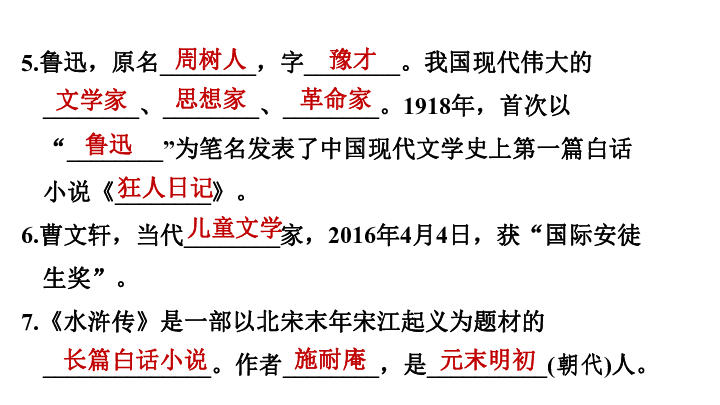 统编版语文九年级上册期末复习 专题三 文学常识 名著阅读 课件（13张ppt）