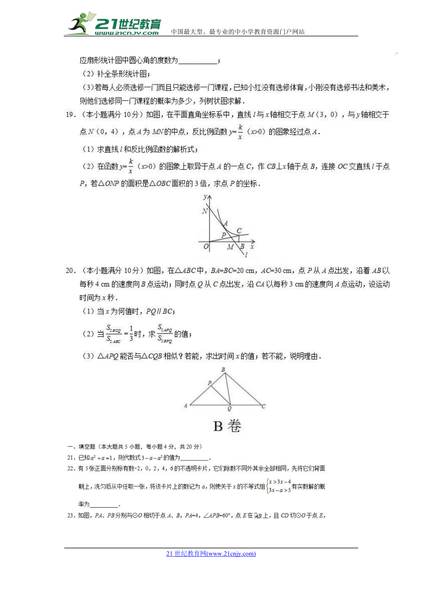 2018年河北省中考考前最后一卷数学试卷（A）含答案（扫描版）