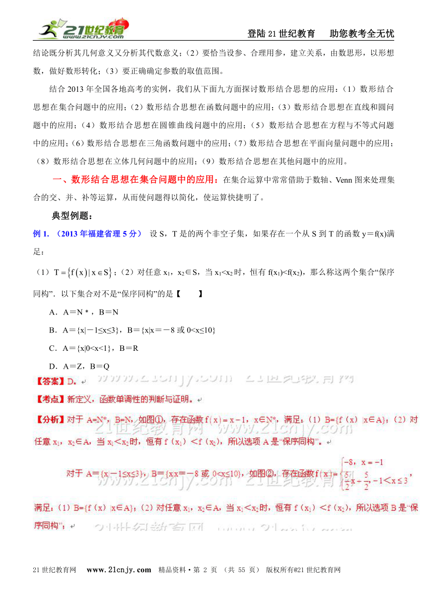 【备战2014高考数学专题汇编】专题8：数学思想方法之数形结合思想