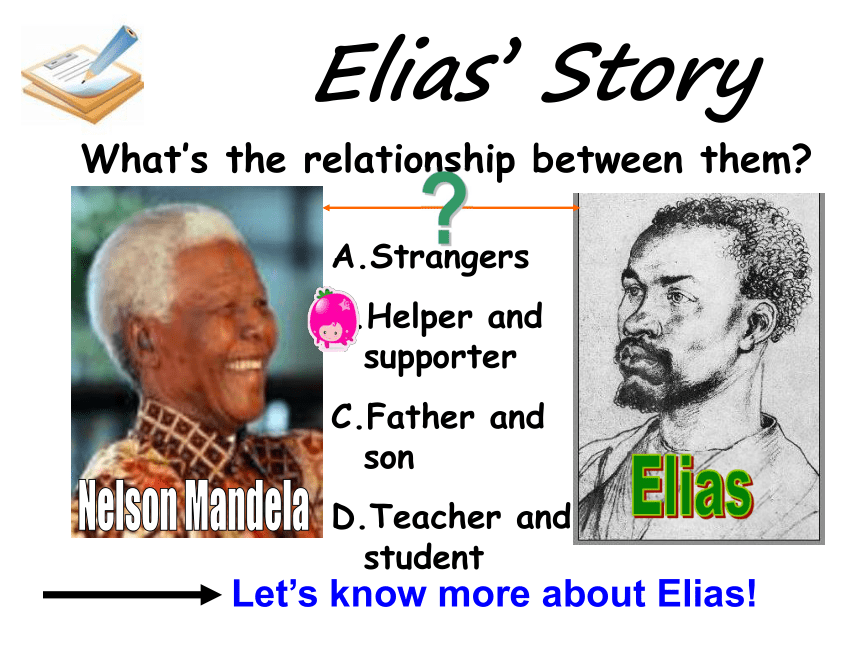 高中英语必修1：Unit 5 Nelson Mandel -- a modern hero Elia's story(reading) (共23张PPT)