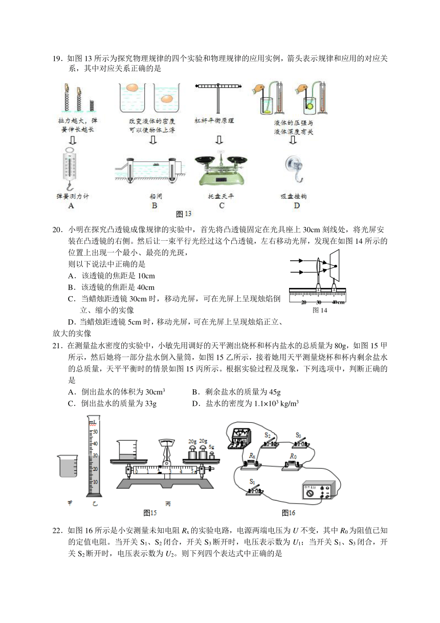 北京市丰台区2018届九年级5月统一测试（一模）物理试题