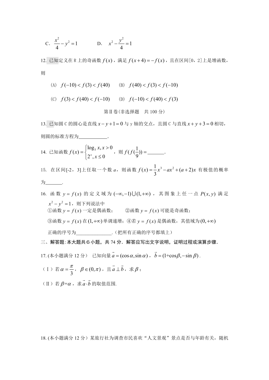 福建省程溪中学2014届高三高考模拟文科数学试卷 Word版含答案