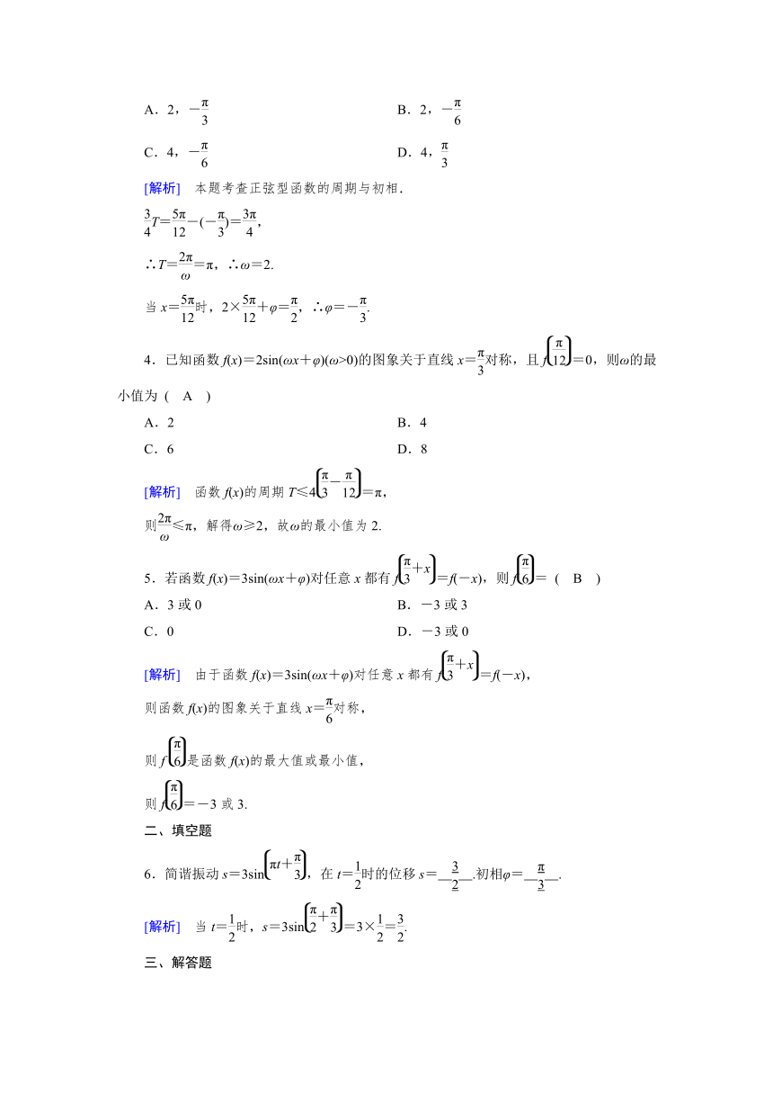 1.5函数y＝Asin（ωx＋φ）的图象1.5+第2课时+Word版含解析