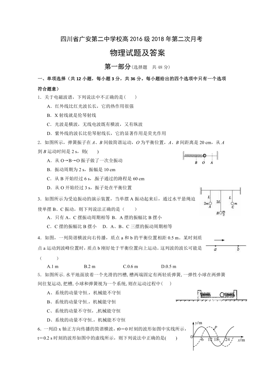 四川省广安第二中学校2017-2018学年高二下学期第二次月考物理试题+Word版含答案