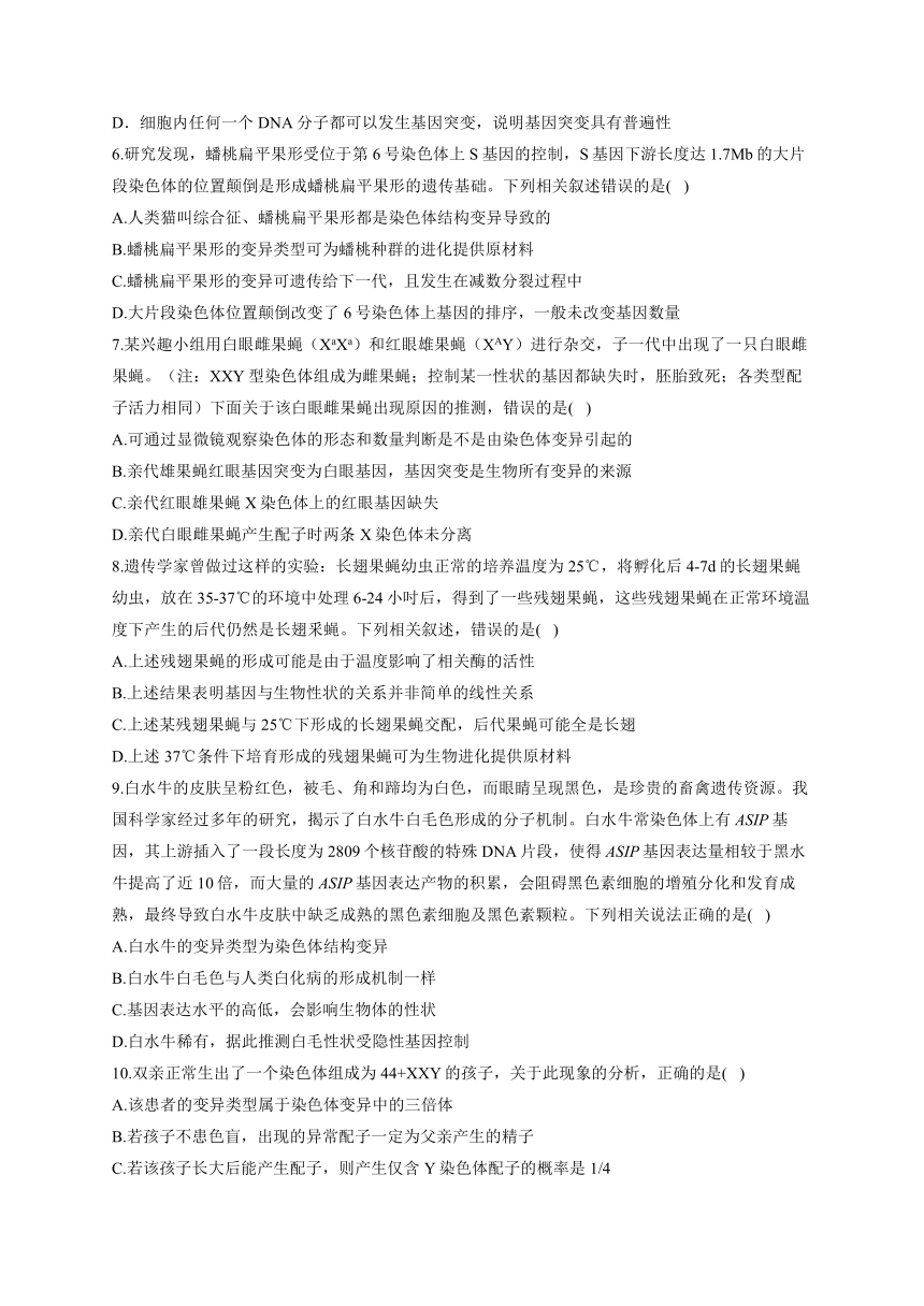 新课标新高考2022届高考生物二轮复习专题练（五）：遗传的分子基础、变异与进化（江苏地区使用）（word版有答案）