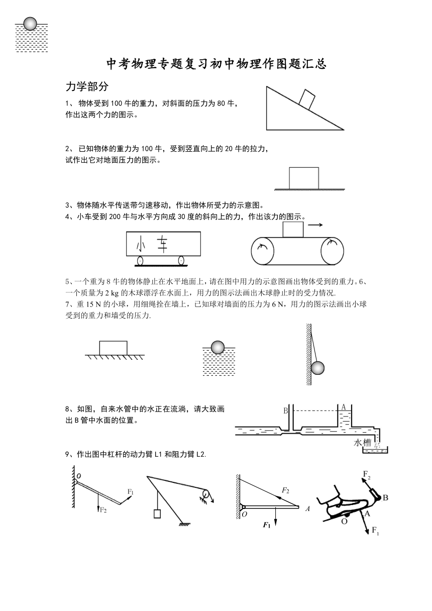 2017年中考物理专题复习初中物理作图题汇总力学（无答案）