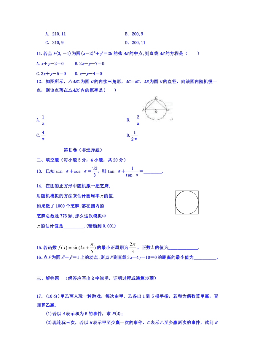 吉林省榆树市第一高级中学2017-2018学年高一下学期期中考试数学（理）试题+Word版含答案