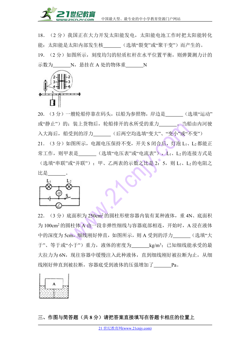 2018年广西北部湾四市同城联考中考物理一模试卷（含解析）