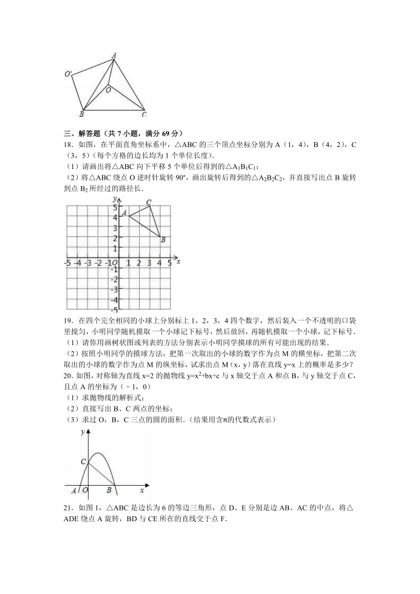 湖北省荆门市钟祥市东方之星外国语学校2016-2017学年九年级（上）月考数学试卷（11月份）（解析版）