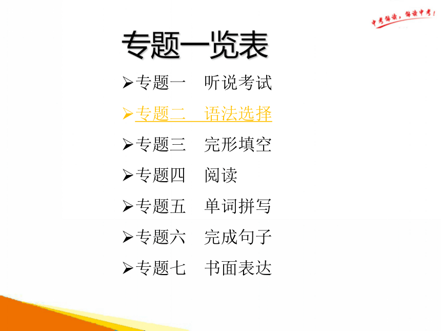 2018年中考解读广州版专题二语法选择课件