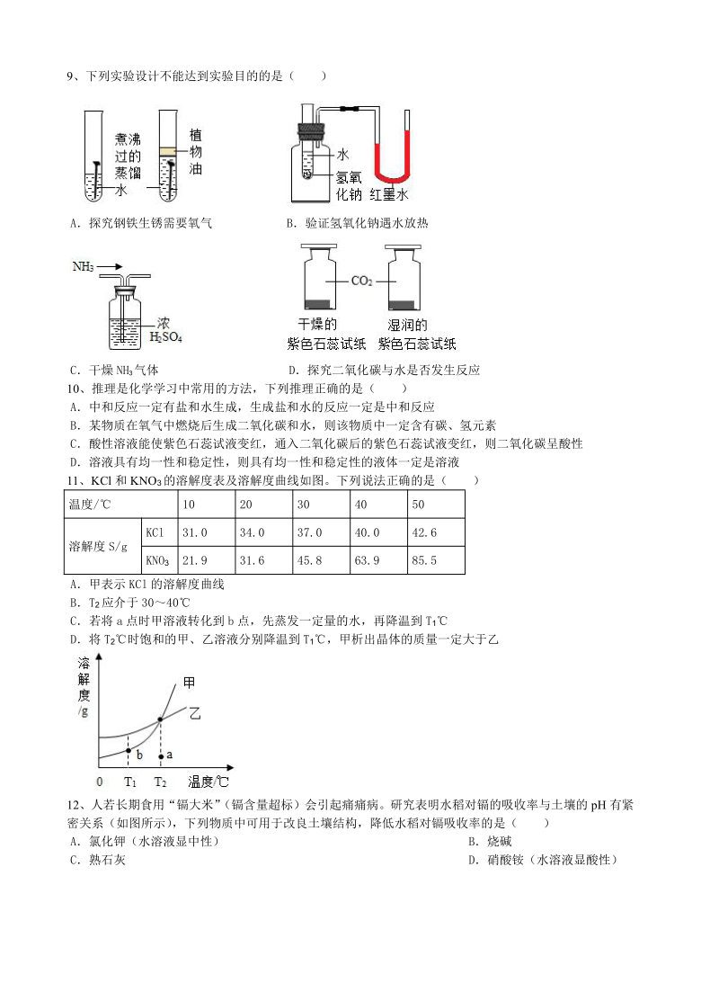 2021年安徽省合肥市肥东县中考化学模拟题（word版 含答案）