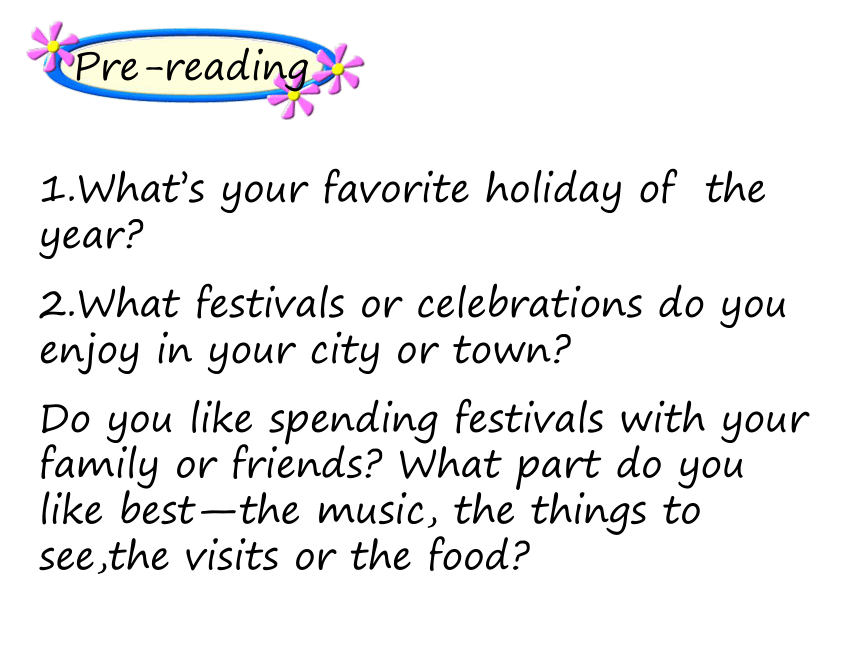 M3U1 Festivals around the world ---reading(浙江省温州市)