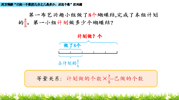 6.4 用方程解“已知一个数的几分之几是多少，求这个数”的问题课件 青岛版（五年制）(共18张PPT)