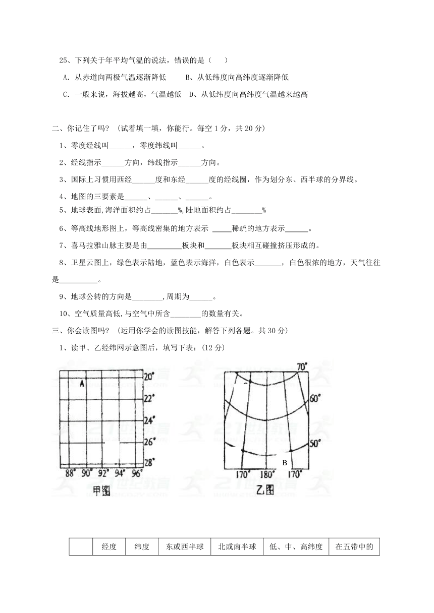 黑龙江省2017_2018学年六年级地理上学期期中试题鲁教版五四制