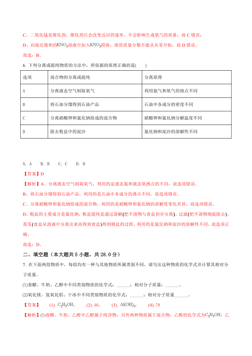 贵州省安顺市2018年中考化学试卷（解析版）