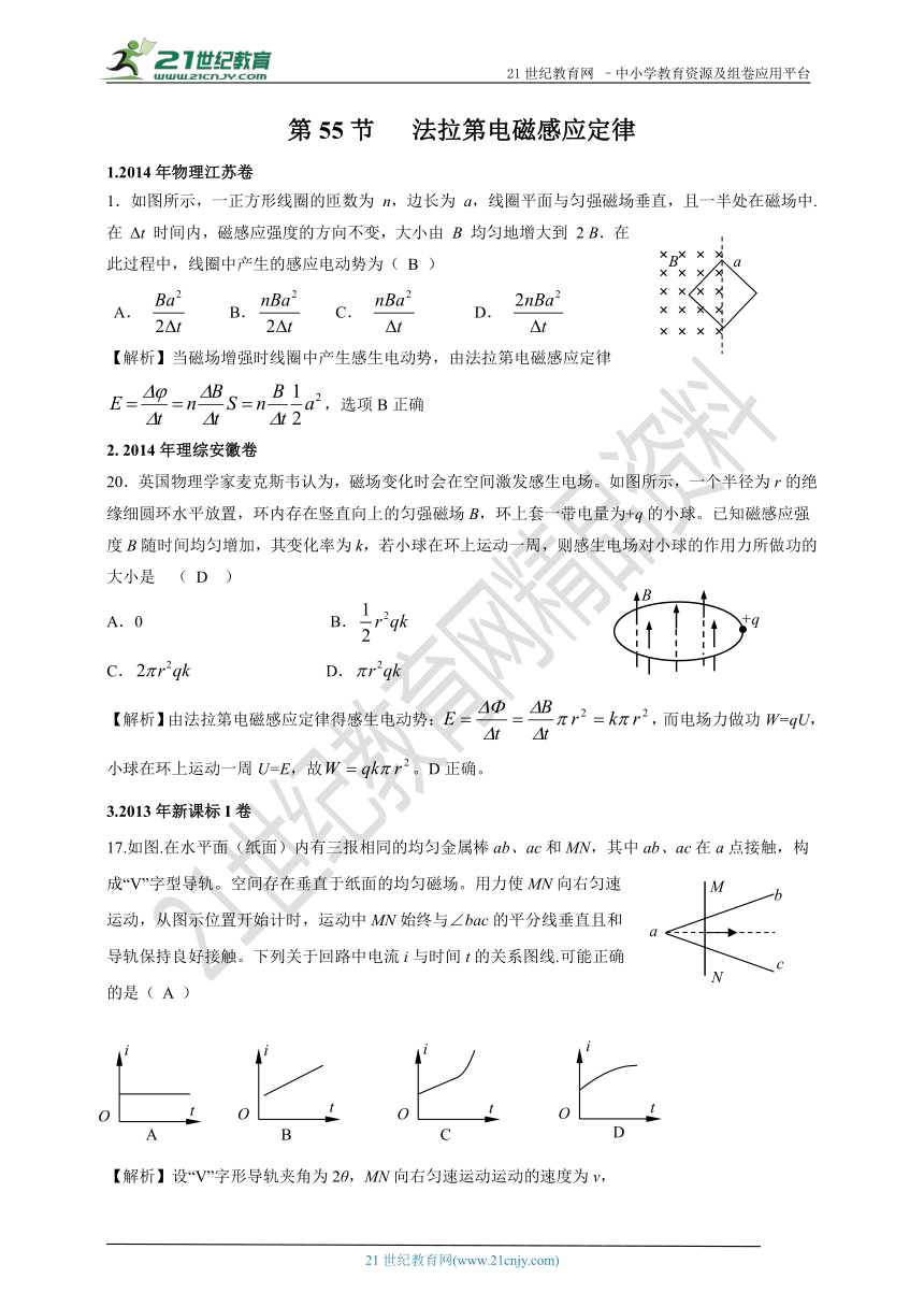 2011-2018年高考真题专题分类汇编055.法拉第电磁感应定律