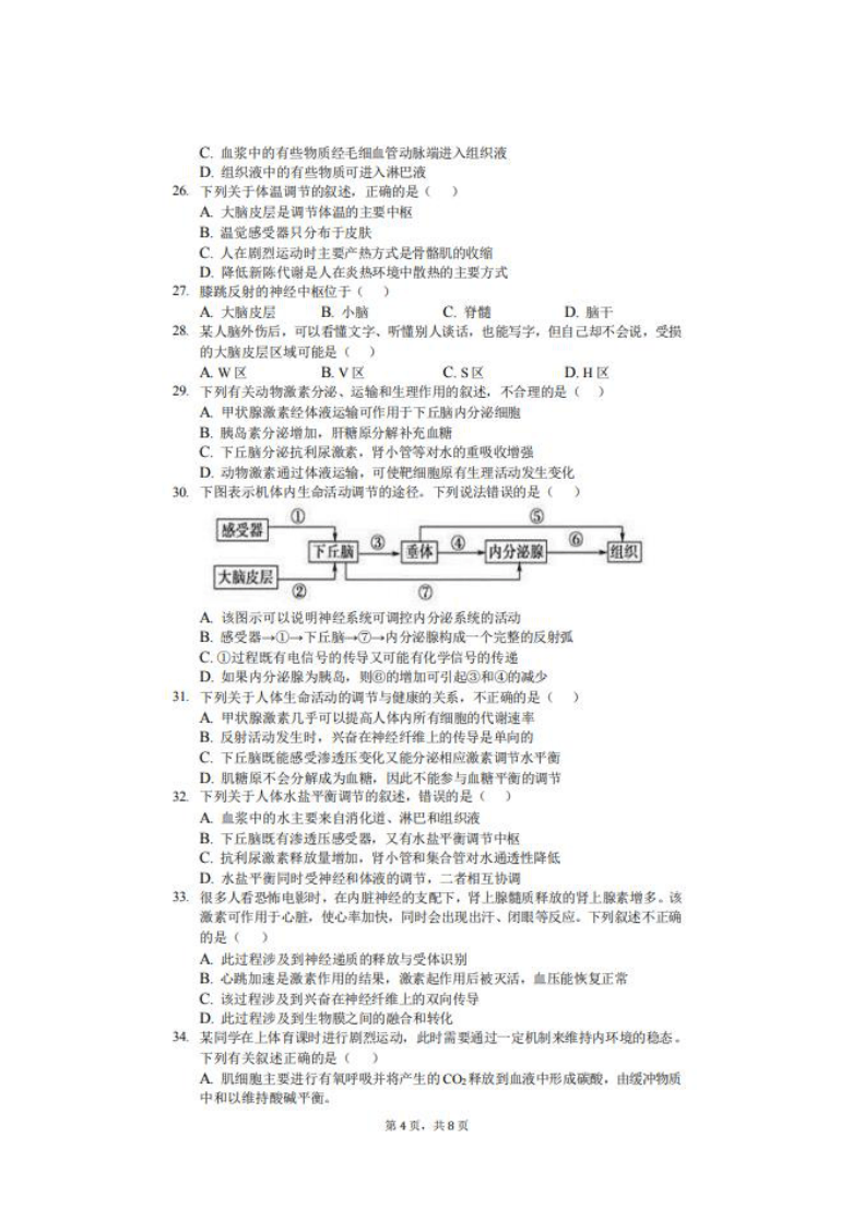 陕西省榆林市第十二中学2020-2021学年高二上学期第一次月考生物试题 图片版