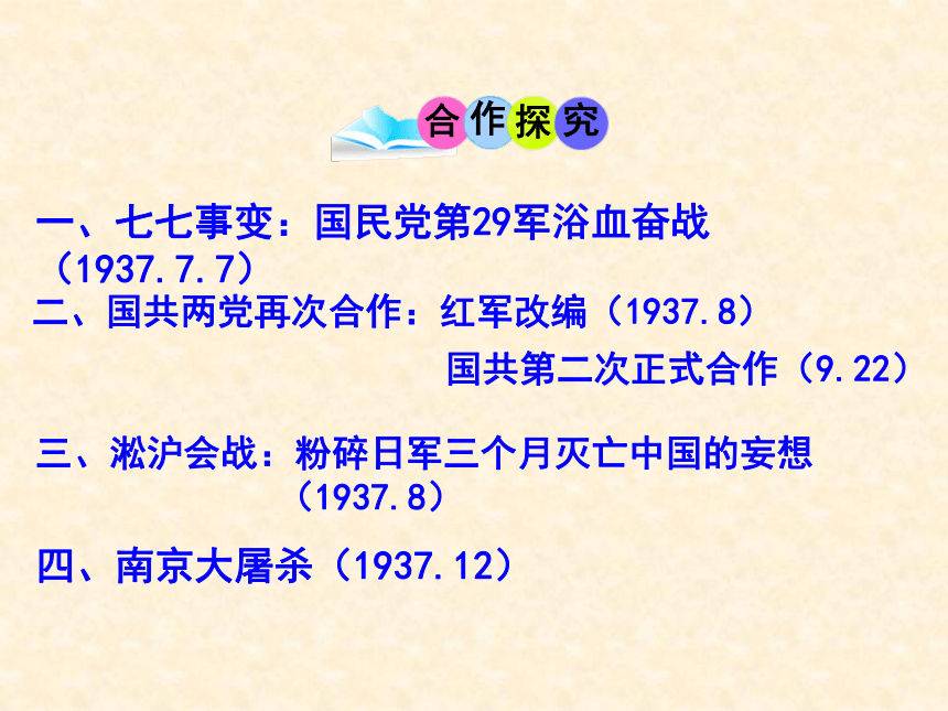 2017秋八年级历史上册第七单元中华民族的抗日战争第16课全国抗日战争的开始教学课件川教版