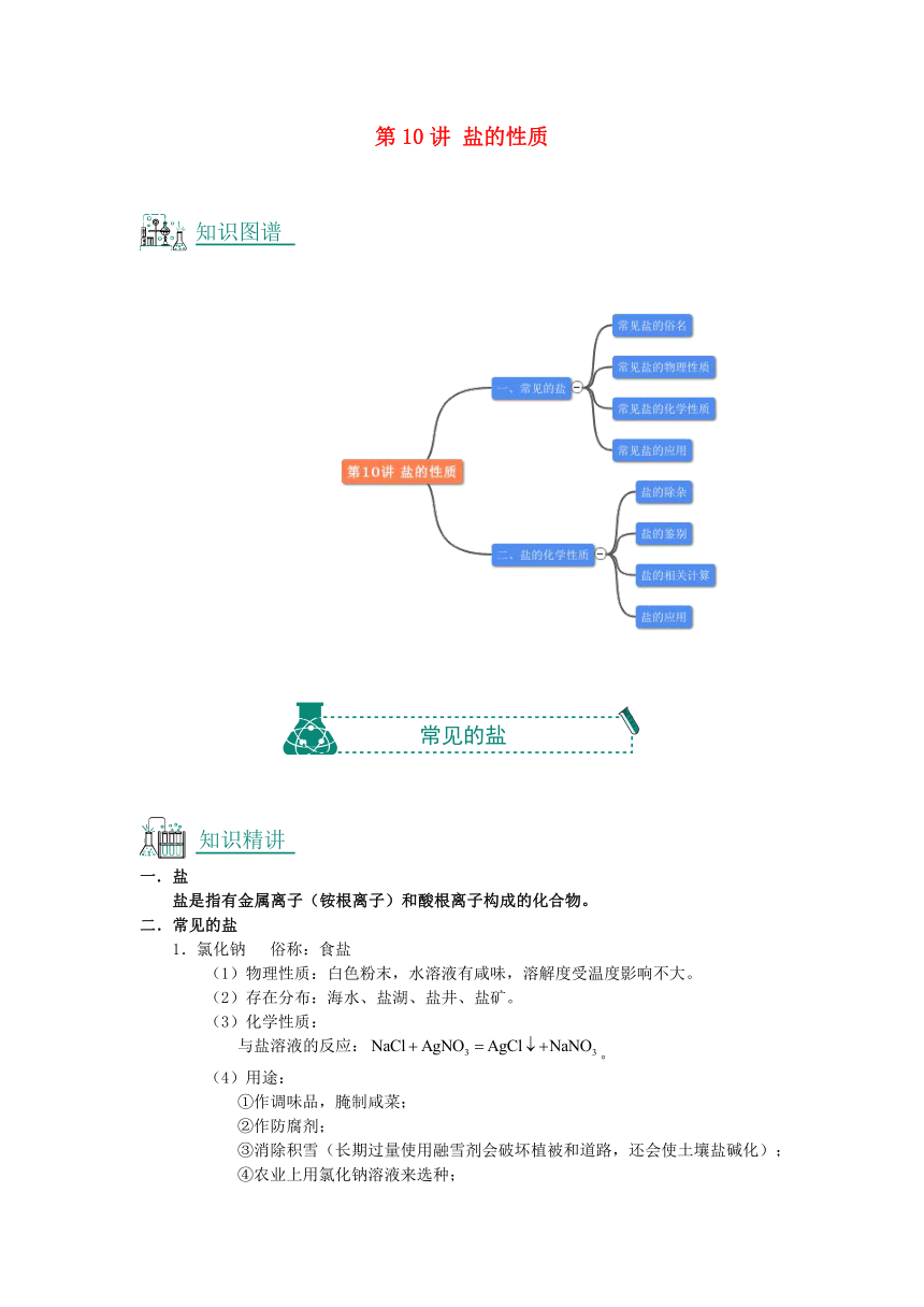 2018年中考化学复习资料第10讲盐的性质（含解析）