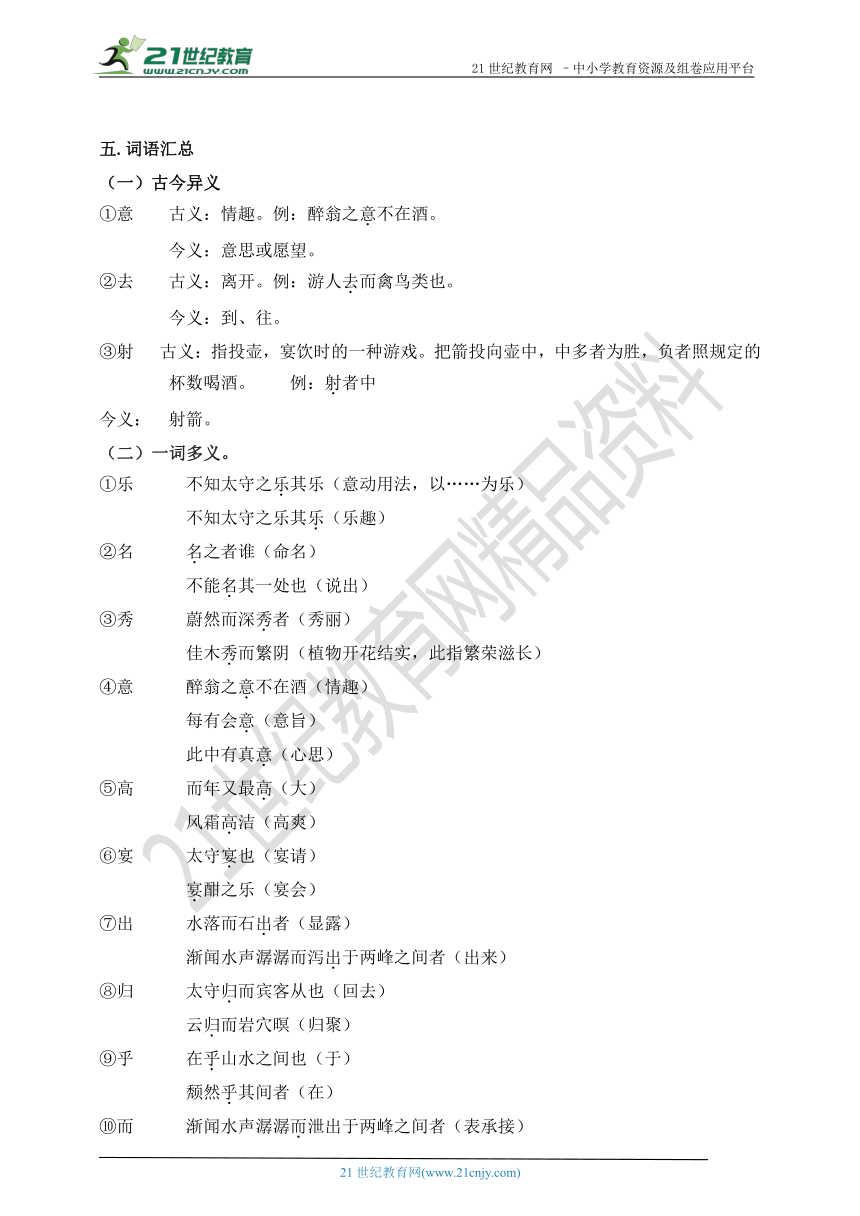 11.醉翁亭记 要点梳理