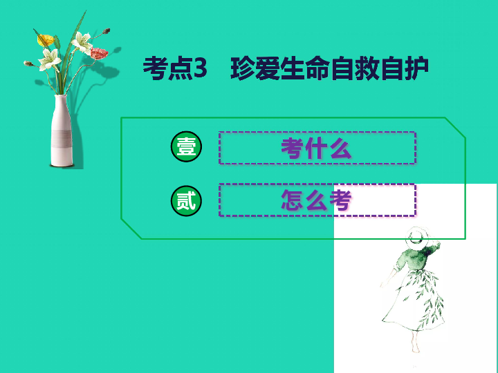 2019中考道德与法治总复习二轮考点3珍爱生命自救自护课件（50张PPT）