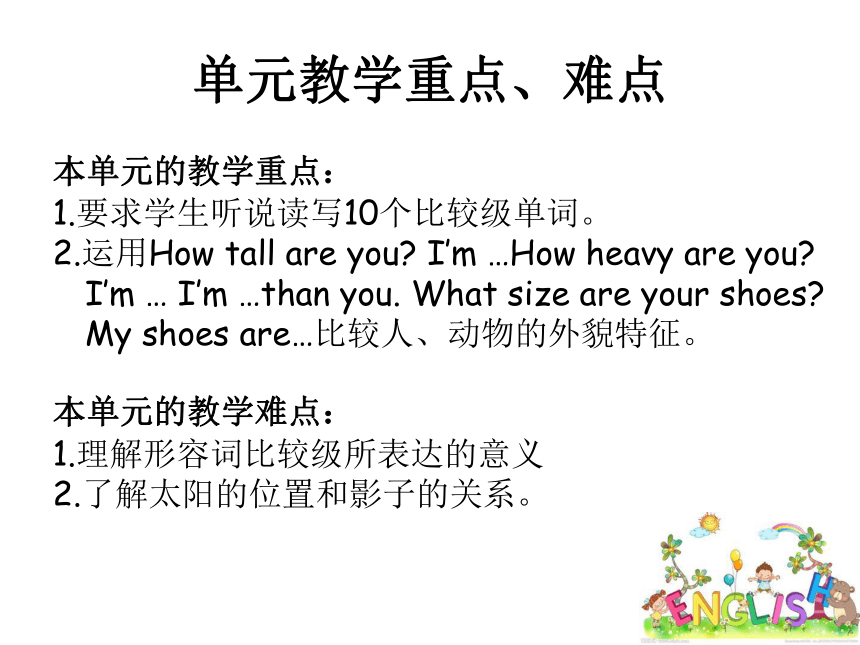 Unit 1 How tall are you? 教材分析课件