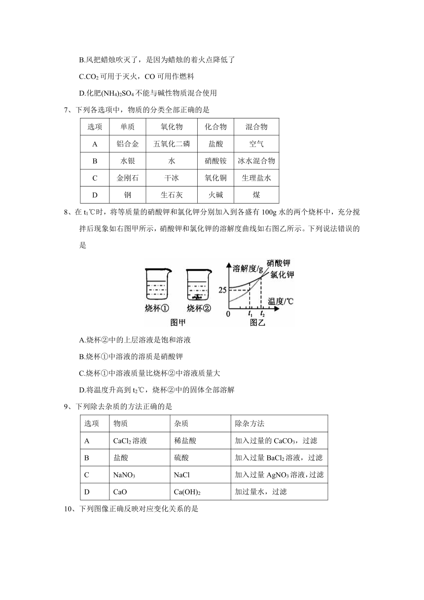 湖北省咸宁市2018年中考化学试题（word版，含答案）