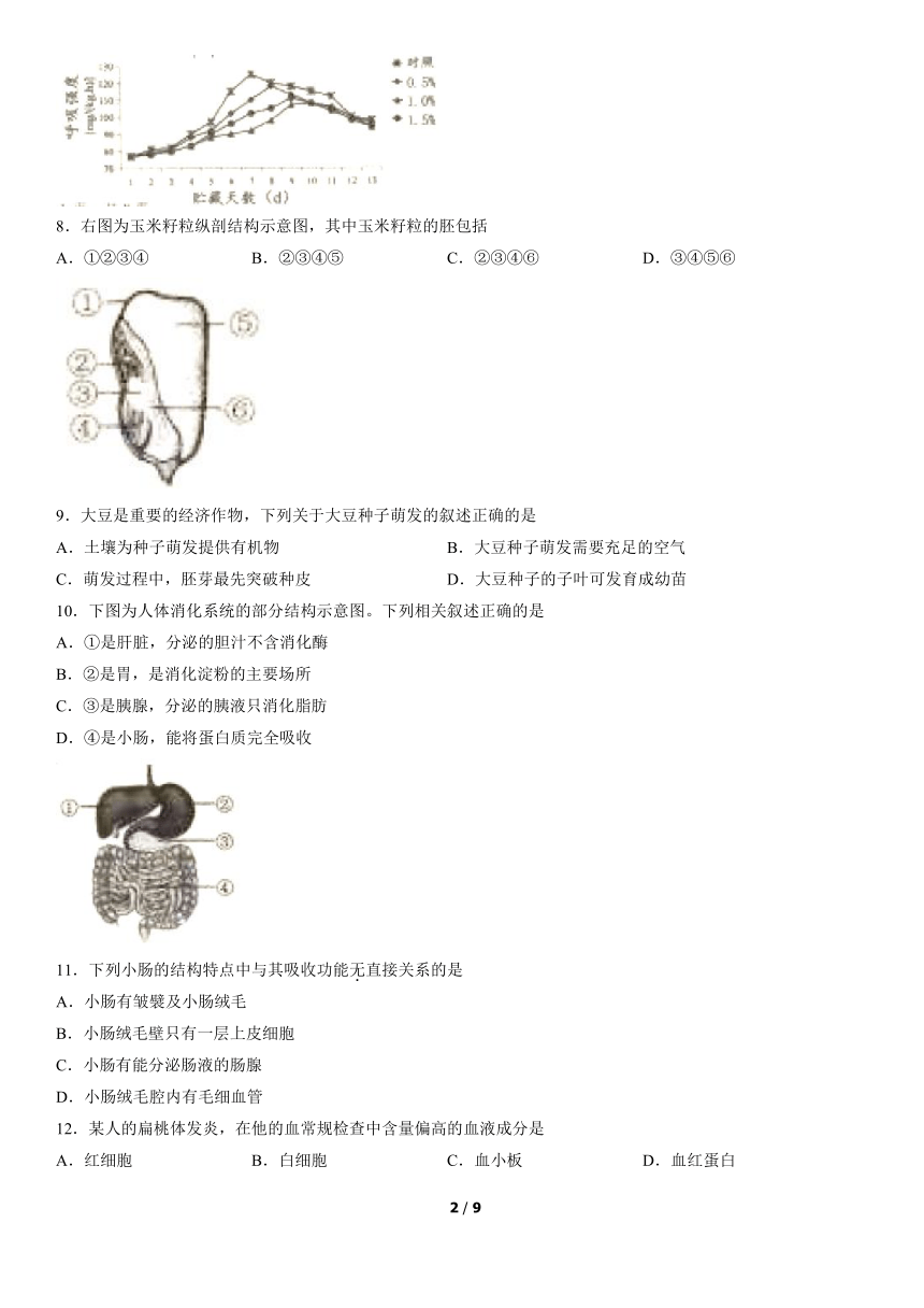 北京市石景山区20212022学年八年级上学期期末考试生物试卷word版无