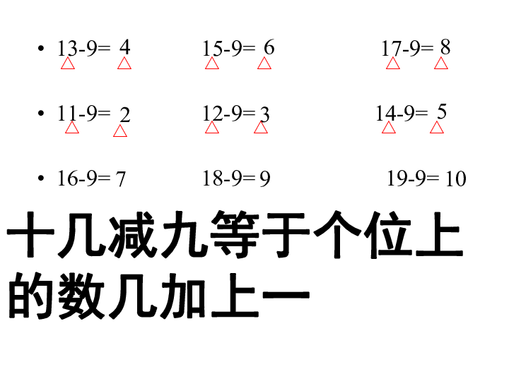 20以內的退位減法 十幾減8,7,6 課件27張ppt.