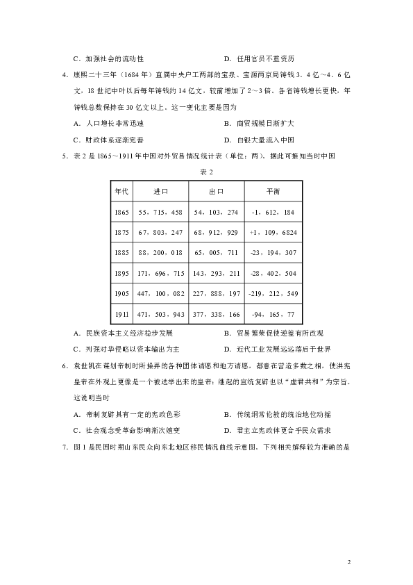 山东省济南市2020年高三5月模拟考试历史试题（部分解析版）