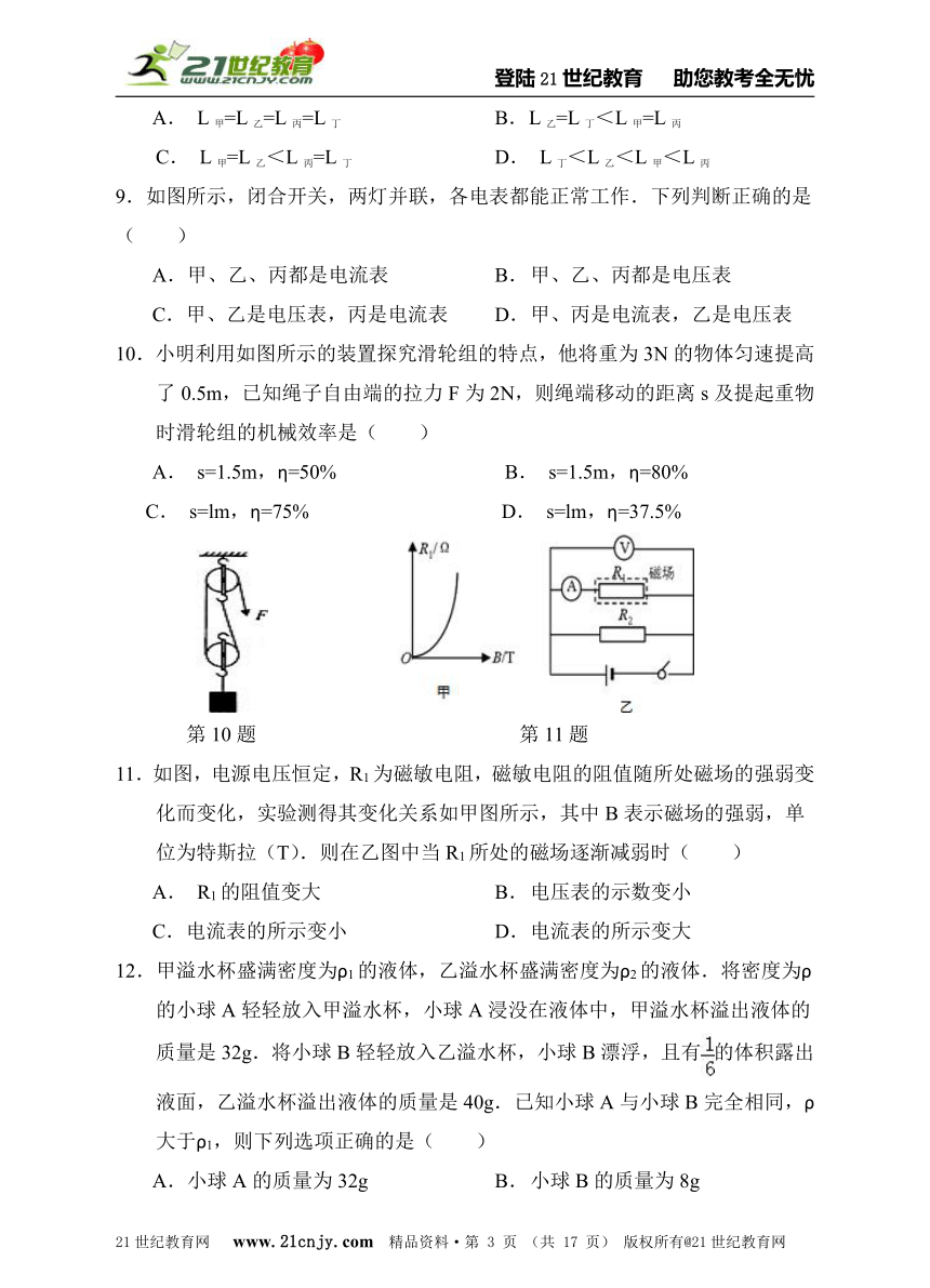 2014年广州市 最新人教版 中考物理模拟试题07（含详细解答）