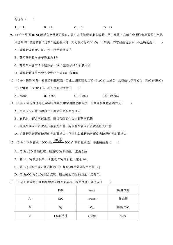 2020年青海省西宁市中考化学二模试卷（解析版）